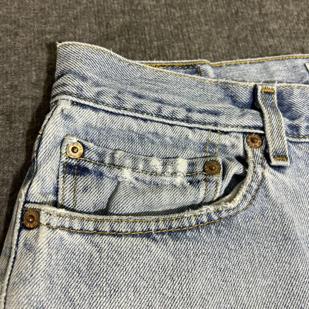 Levi's 505 Jeans Men 34x31 Blue Regular Fit Distressed Light Wash Denim Pants
